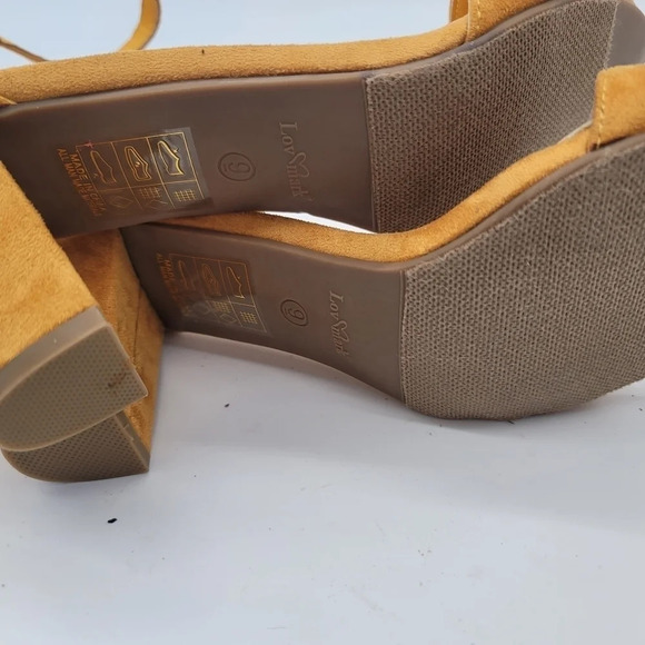 Lov Mark Womens NIXTY Open Toe Suede Occasion Ankle Strap Mustard Yellow Sz 9 - Picture 2 of 11